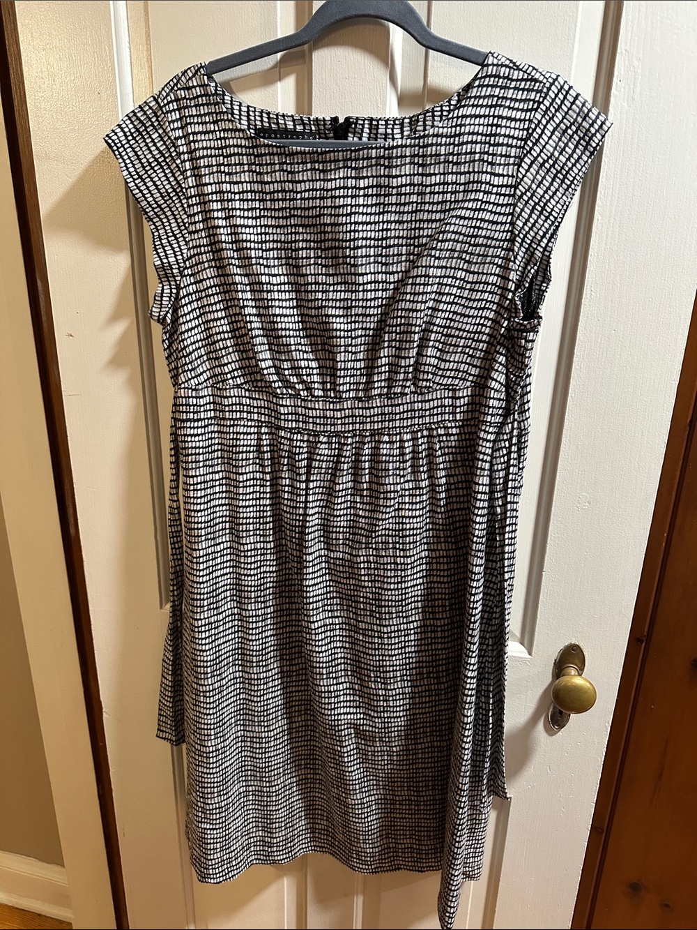 Apostrophe Black and White Textured Sheath Dress